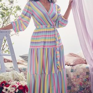 Eloquii Tiered Stripe Maxi Dress